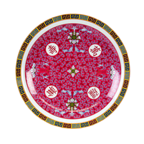 Thunder Group 1015TR 14 3/8" Round Longevity Plate - Melamine, Red/White - 0.5, (dozen)-cityfoodequipment.com