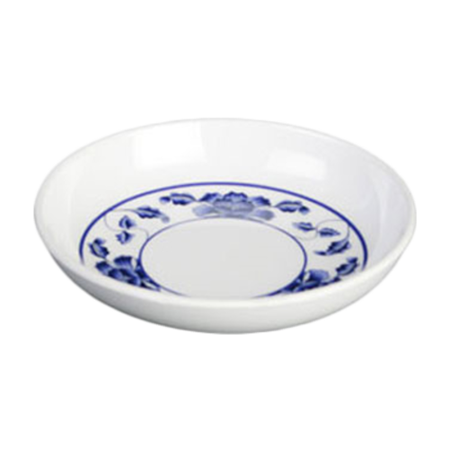Thunder Group 1101TB 1 oz Melamine Sauce Dish, White/Blue - 5, (dozen)-cityfoodequipment.com