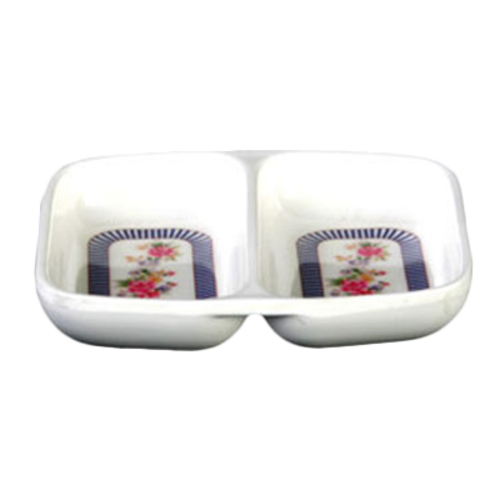 Thunder Group 1102AR 2 oz Melamine Twin Sauce Dish, Rose - 2, (dozen)-cityfoodequipment.com