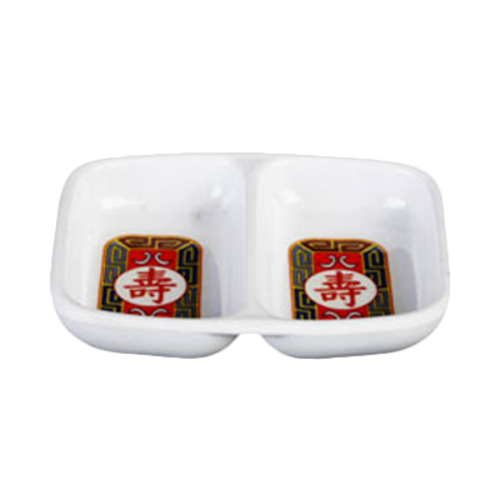 Thunder Group 1102TR 2 oz Melamine Sauce Dish, Red/White - 2, (dozen)-cityfoodequipment.com