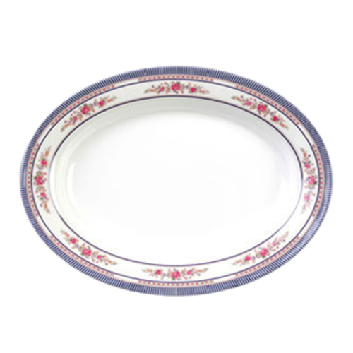 Thunder Group 2112AR 12" x 9" Oval Platter - Melamine, Rose - 1, (dozen)-cityfoodequipment.com