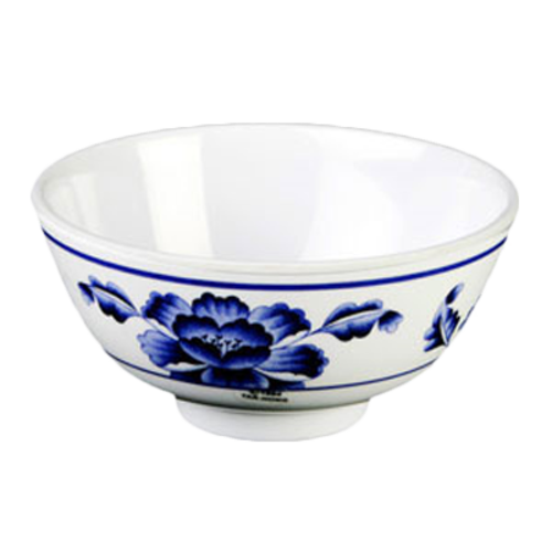 Thunder Group 3004TB 12 oz Lotus Rice Bowl - Melamine, White/Blue - 1, (dozen)-cityfoodequipment.com