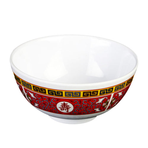 Thunder Group 3006TR 9 oz Longevity Rice Bowl - Melamine, Red/White - 1, (dozen)-cityfoodequipment.com