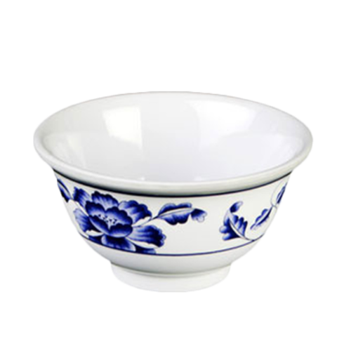 Thunder Group 3008TB 6 oz Lotus Rice Bowl - Melamine, White/Blue - 2, (dozen)-cityfoodequipment.com