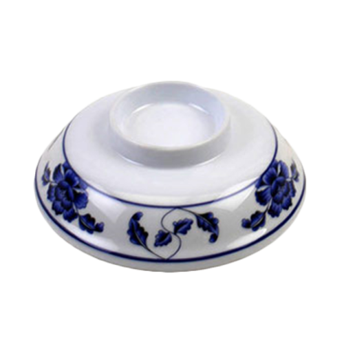 Thunder Group 3201CTB 5 1/4" Round Lotus Lid for Noodle Bowl - Melamine, White/Blue - 1, (dozen)-cityfoodequipment.com