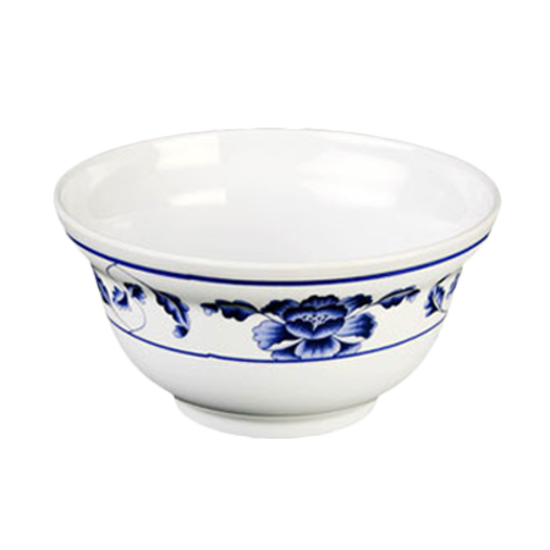 Thunder Group 3201TB 20 oz Round Lotus Noodle Bowl - Melamine, White/Blue - 1, (dozen)-cityfoodequipment.com