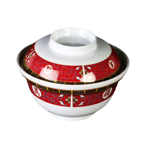 Thunder Group 3201TR 20 oz Round Longevity Noodle Bowl - Melamine, Red/White - 1, (dozen)-cityfoodequipment.com