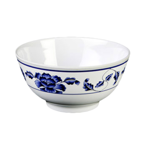 Thunder Group 5207TB 39 oz Melamine Rice Bowl, White/Blue - 1, (dozen)-cityfoodequipment.com