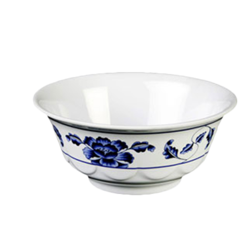 Thunder Group 5265TB 25 oz Round Melamine Bowl, White/Blue - 1, (dozen)-cityfoodequipment.com