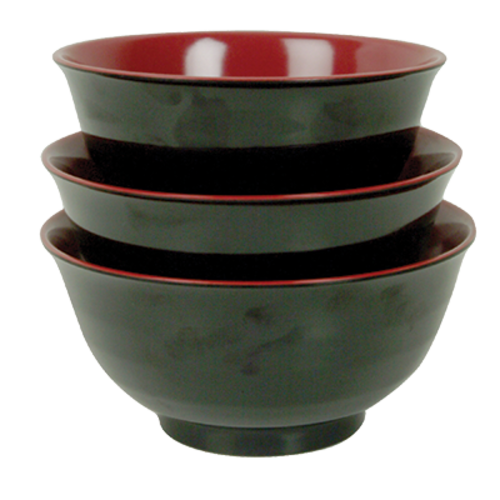 Thunder Group 5560JBR 24 oz Round Melamine Donburi/Soba Soup Bowl, Red/ Black - 1, (dozen)-cityfoodequipment.com