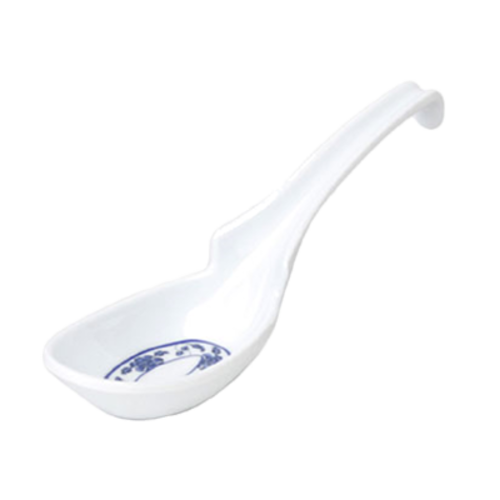 Thunder Group 7100TB 1 oz Melamine Soup Spoon, White/Blue - 5, (dozen)-cityfoodequipment.com