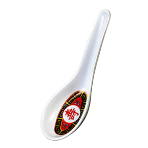Thunder Group 7002TR 1/2 oz Melamine Soup Spoon, Red/White - 5, (dozen)-cityfoodequipment.com
