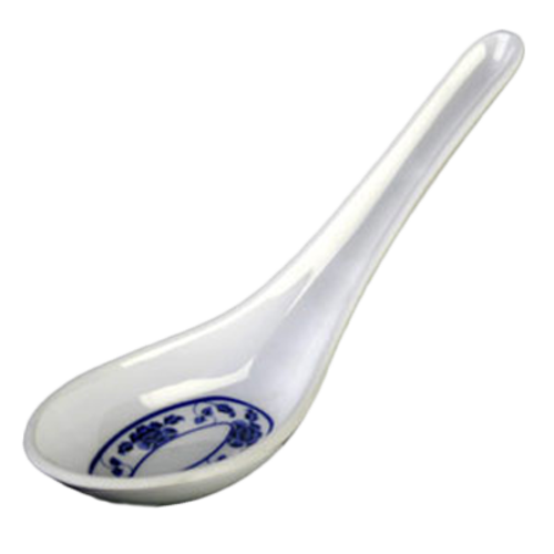 Thunder Group 7003B 3/4 oz Melamine Won Ton Spoon, White/Blue - 5, (dozen)-cityfoodequipment.com