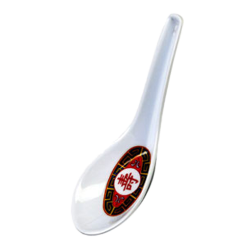Thunder Group 7004TR 3/4 oz Melamine Soup Spoon, Red/White - 5, (dozen)-cityfoodequipment.com