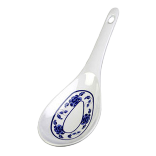Thunder Group 7007B 2 1/2 oz Melamine Ladle/Soup Spoon, White/Blue - 2, (dozen)-cityfoodequipment.com