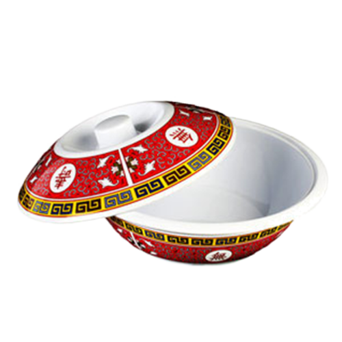 Thunder Group 8010TR 75 oz Round Melamine Serving Bowl, Red/White - 12, (each)-cityfoodequipment.com