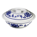Thunder Group 8011TB 80 oz Round Melamine Serving Bowl, White/Blue - 12, (each)-cityfoodequipment.com