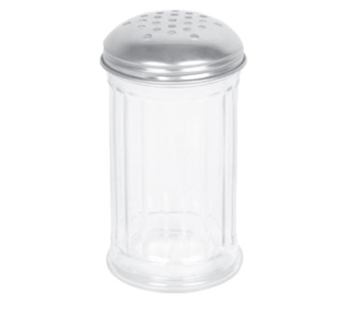 Thunder Group GLTWSJ012P 12 oz Paneled Glass Cheese Shaker w/ Perforated Top, Stainless - 2, (dozen)-cityfoodequipment.com