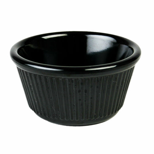 Thunder Group ML532BL1 4 oz Fluted Melamine Ramekin, Black - 1, (dozen)-cityfoodequipment.com