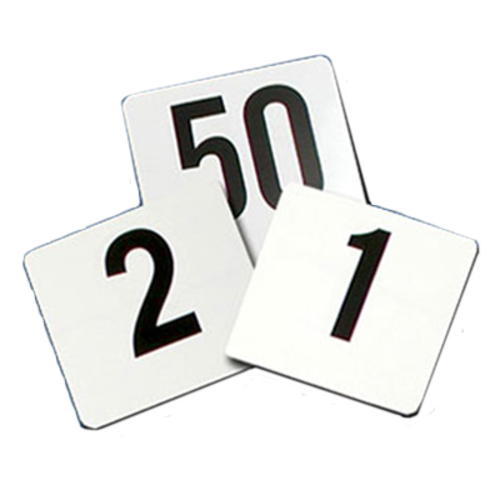 Thunder Group PLTN4050 Tabletop Number Cards - #1 - 50, 4" x 4", White/Black - 10, (pack)-cityfoodequipment.com