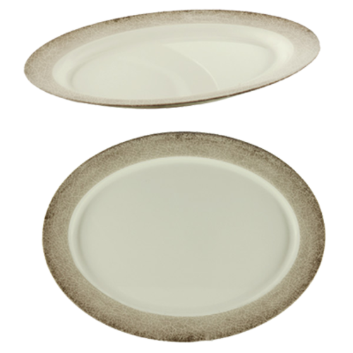 Thunder Group SD2121J 21" x 15" Oval Jazz Platter - Melamine, Beige - 2, (each)-cityfoodequipment.com
