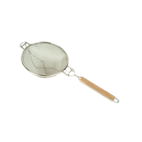 Thunder Group SLSTN3308R 9 1/2" Strainer w/ Double Fine Mesh & Wooden Handle, Nickel Plated - 6, (each)-cityfoodequipment.com