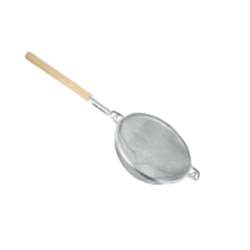 Thunder Group SLSTN3312R 11 3/4" Strainer w/ Double Fine Mesh & Wooden Handle, Nickle Plated - 6, (each)-cityfoodequipment.com
