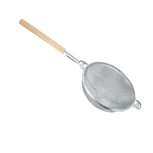 Thunder Group SLSTN3314R 13 3/4" Strainer w/ Double Fine Mesh & Wooden Handle, Nickle Plated - 6, (each)-cityfoodequipment.com