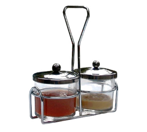 Town Rectangular 2 Compartment Condiment Server - Clear/Silver (19826)-cityfoodequipment.com