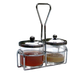 Town Rectangular 2 Compartment Condiment Server - Clear/Silver (19826)-cityfoodequipment.com