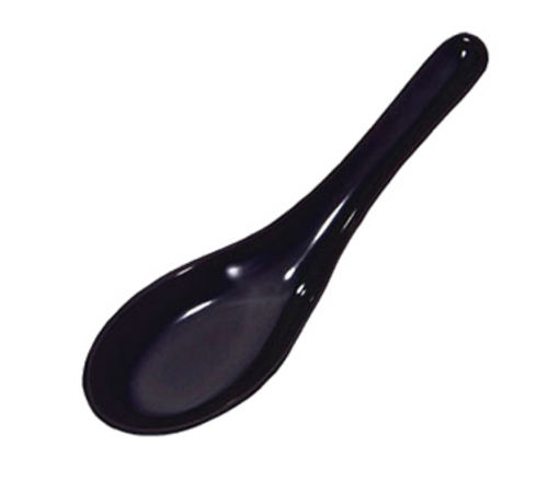 Town 1 oz Chinese Soup Spoon, Melamine Black, 5 5/8 in (22801B)-cityfoodequipment.com