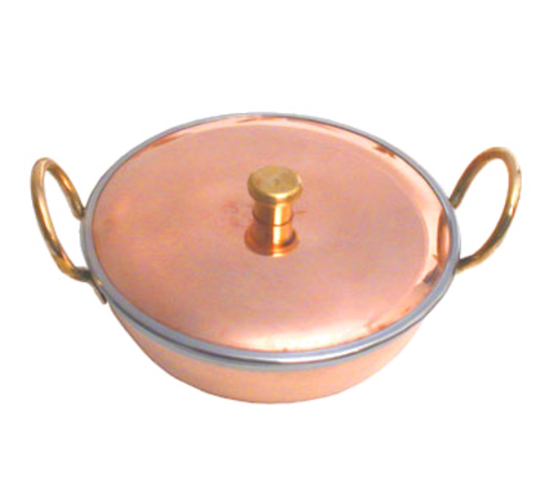 Town 22 oz Wok, With Cover Round, 2 Handles, Copper Exterior, Stainless Interior (25266)-cityfoodequipment.com