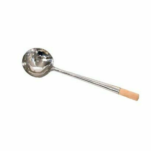 Town Stainless Wok Ladle, 18 1/2 in, With Wooden Handle 5 1/4 x 4 Bowl, Perforated (32905)-cityfoodequipment.com