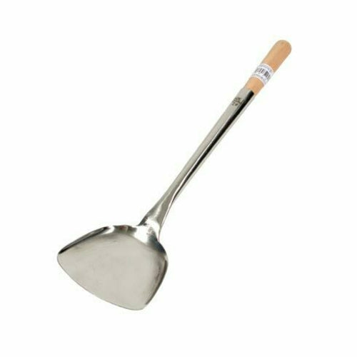 Town Stainless Wok Shovel 4 X 4 1/4 in, Wood Handle, 18 1/4 in (33972)-cityfoodequipment.com