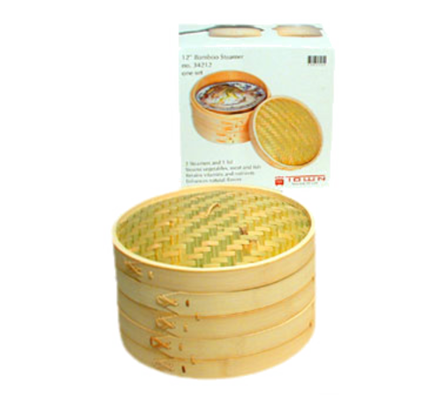 Town Bamboo Steamer Set, Includes 2 Steamers, 1 Cover, 12 in (34212)-cityfoodequipment.com