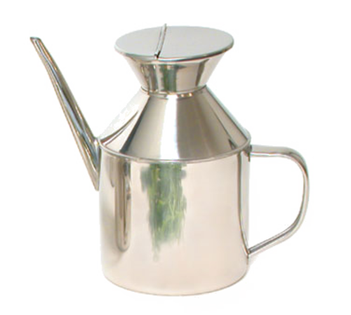 Town 48 oz Soy Sauce Dispenser, With Handle, Hinged Cover, Stainless (37596)-cityfoodequipment.com
