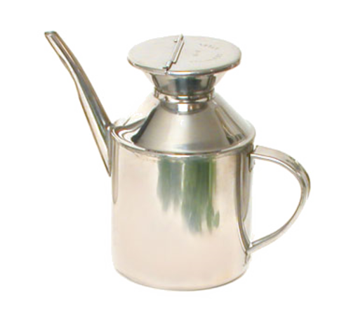 Town 13 oz Soy Sauce Dispenser, With Handle, Hinged Cover, Stainless (37598)-cityfoodequipment.com