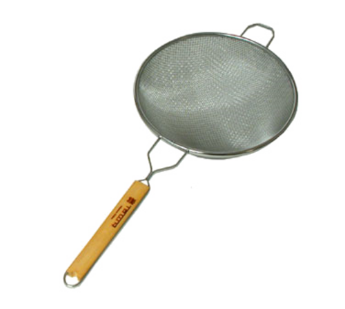 Town 10 3/8" Diameter Double Mesh Strainer, Wood Handle, Stainless (42410-S)-cityfoodequipment.com