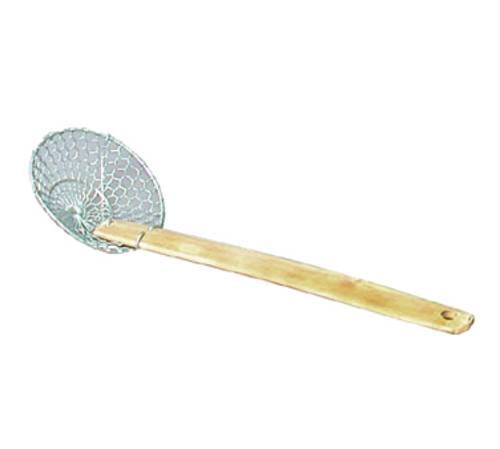 Town 4" Diameter Coarse Mesh Skimmer, Bamboo Handle, Round, Stainless (42604)-cityfoodequipment.com