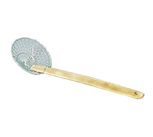 Town 4" Diameter Coarse Mesh Skimmer, Bamboo Handle, Round, Stainless (42614)-cityfoodequipment.com
