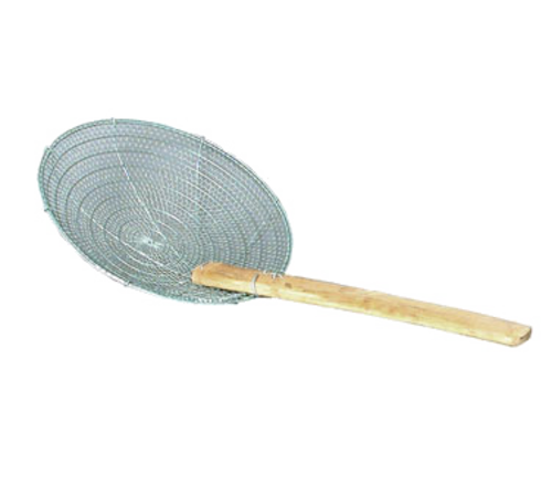 Town 8" Diameter Coarse Mesh Skimmer, Bamboo Handle, Round, Stainless (42618)-cityfoodequipment.com
