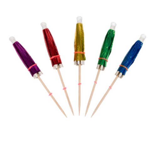 Town 4" Wood Parasol Pick, Assorted Colors (51800)-cityfoodequipment.com