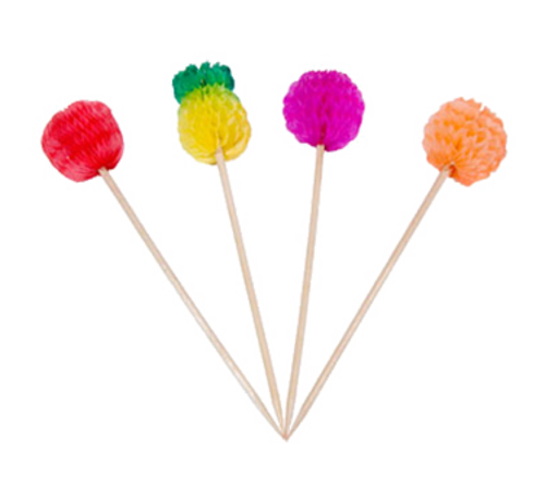 Town 4" Wood Fruit Pick, Assorted Colors (51804)-cityfoodequipment.com