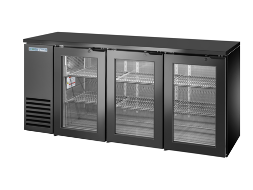 True TBB24-72-3G-Z1-BST-B-1 72 1/8" Bar Refrigerator - 3 Swinging Solid Doors, Black, 115v-cityfoodequipment.com