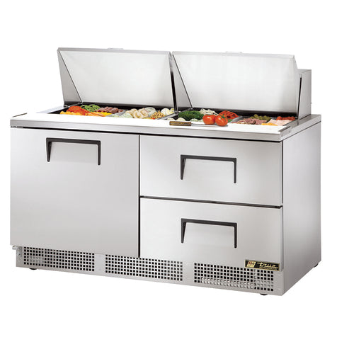 True TFP-64-24M-D-2-HC 64" Sandwich/Salad Prep Table w/ Refrigerated Base, 115v-cityfoodequipment.com