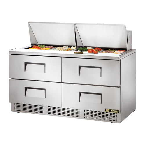 True TFP-64-24M-D-4-HC 64" Sandwich/Salad Prep Table w/ Refrigerated Base, 115v-cityfoodequipment.com