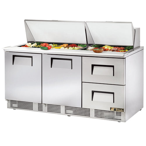 True TFP-72-30M-D-2-HC 72" Sandwich/Salad Prep Table w/ Refrigerated Base, 115v-cityfoodequipment.com