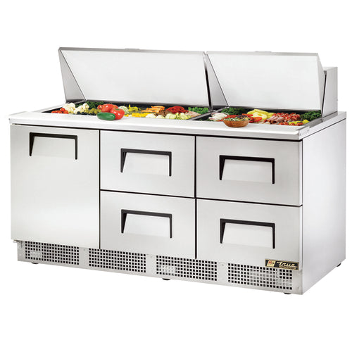 True TFP-72-30M-D-4-HC 72" Sandwich/Salad Prep Table w/ Refrigerated Base, 115v-cityfoodequipment.com