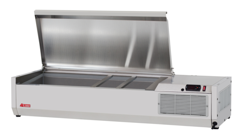 Turbo Air CTST-1200-13-N 47 1/4" E-Line Countertop Refrigerated Prep Rail - Hinged Lid-cityfoodequipment.com