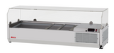 Turbo Air CTST-1200G-13-N 47 1/4" E-Line Countertop Refrigerated Prep Rail w/ Sneeze Guard-cityfoodequipment.com